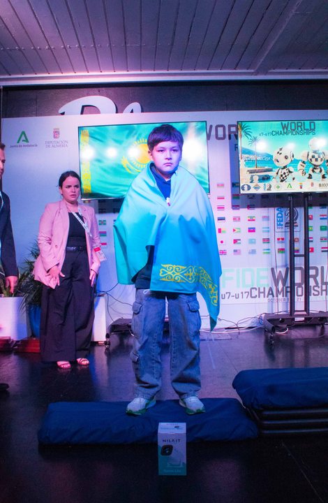 Medallist at the prize-giving ceremony of the FIDE World U7–U17 Championships 2026.