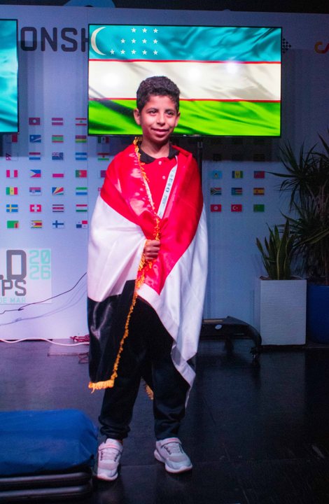Medallist at the prize-giving ceremony of the FIDE World U7–U17 Championships 2026.