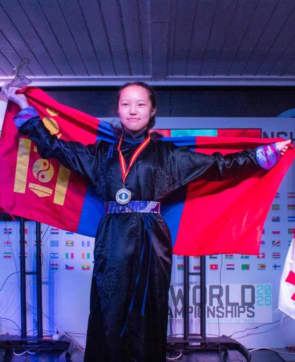 Medallist at the prize-giving ceremony of the FIDE World U7–U17 Championships 2026.