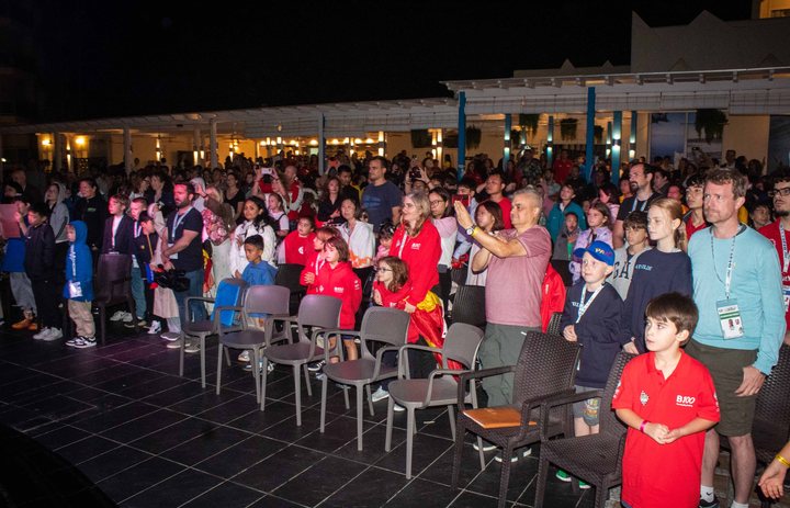 Players and families during the closing ceremony.